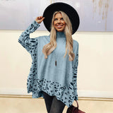 New Printed Long Sleeve High Collar Loose Casual Top For Women - Nioor