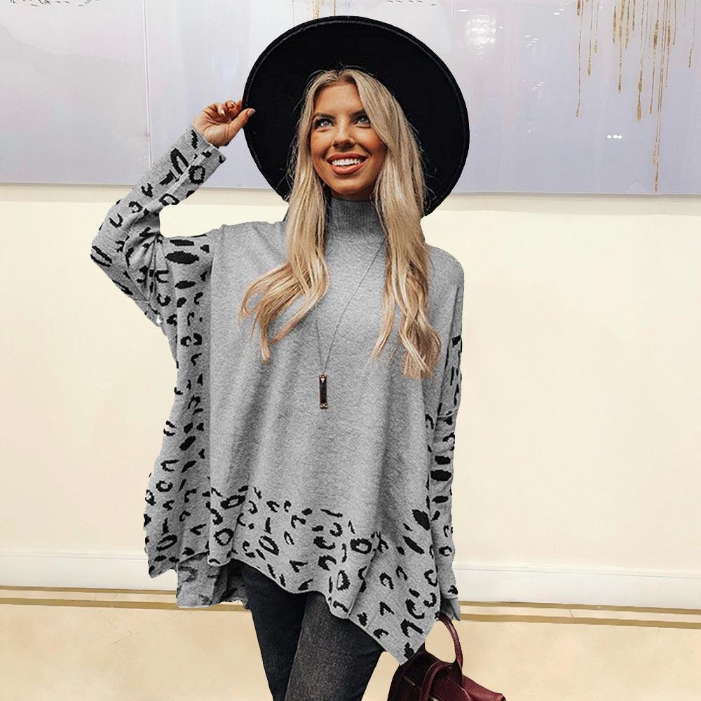 New Printed Long Sleeve High Collar Loose Casual Top For Women - Nioor