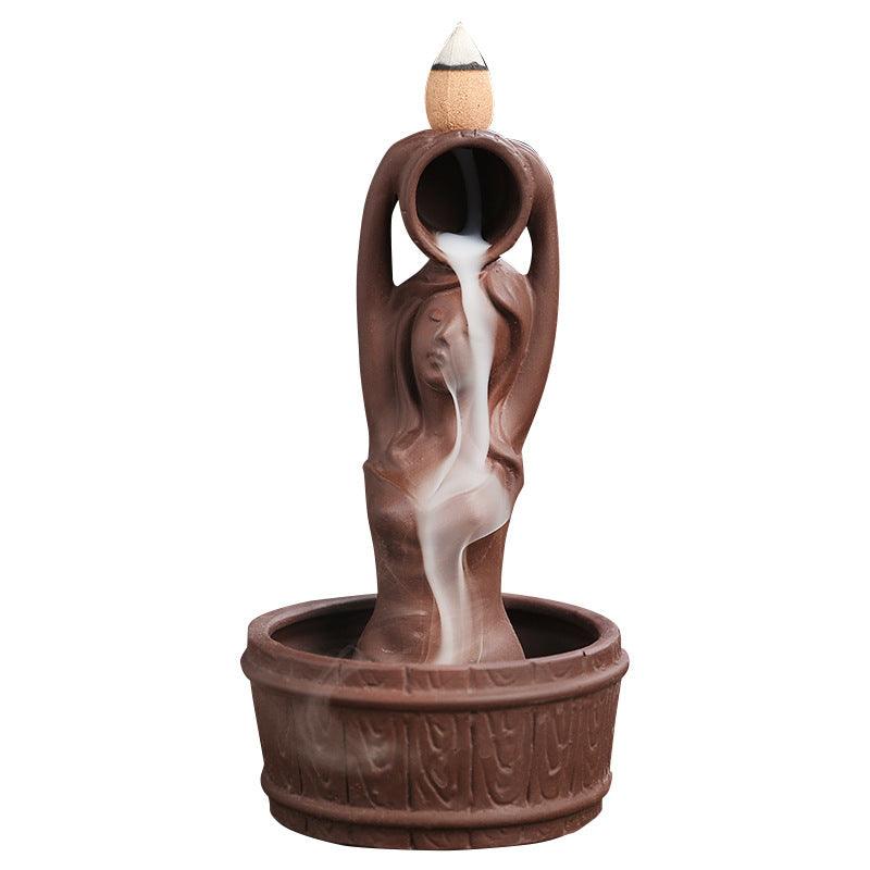 New Product Purple Sand Backflow Smoke Aromatherapy Stove Creative Mermaid Bath Tower Cigarette Backflow Incense Burner Decoration - Nioor