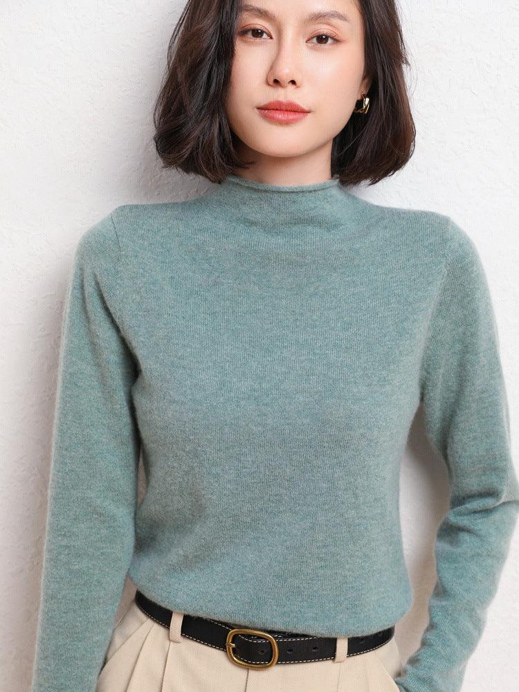 New Simple Half Collar Cashmere Sweater Loose Women's Sweater - Nioor