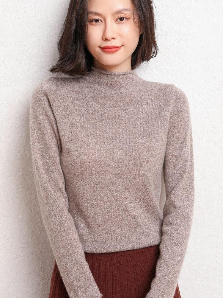 New Simple Half Collar Cashmere Sweater Loose Women's Sweater - Nioor