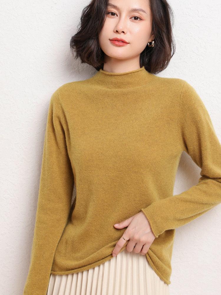 New Simple Half Collar Cashmere Sweater Loose Women's Sweater - Nioor