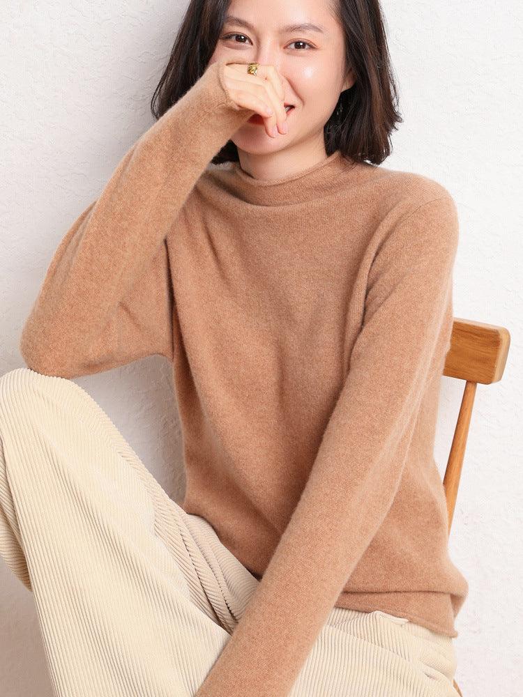 New Simple Half Collar Cashmere Sweater Loose Women's Sweater - Nioor