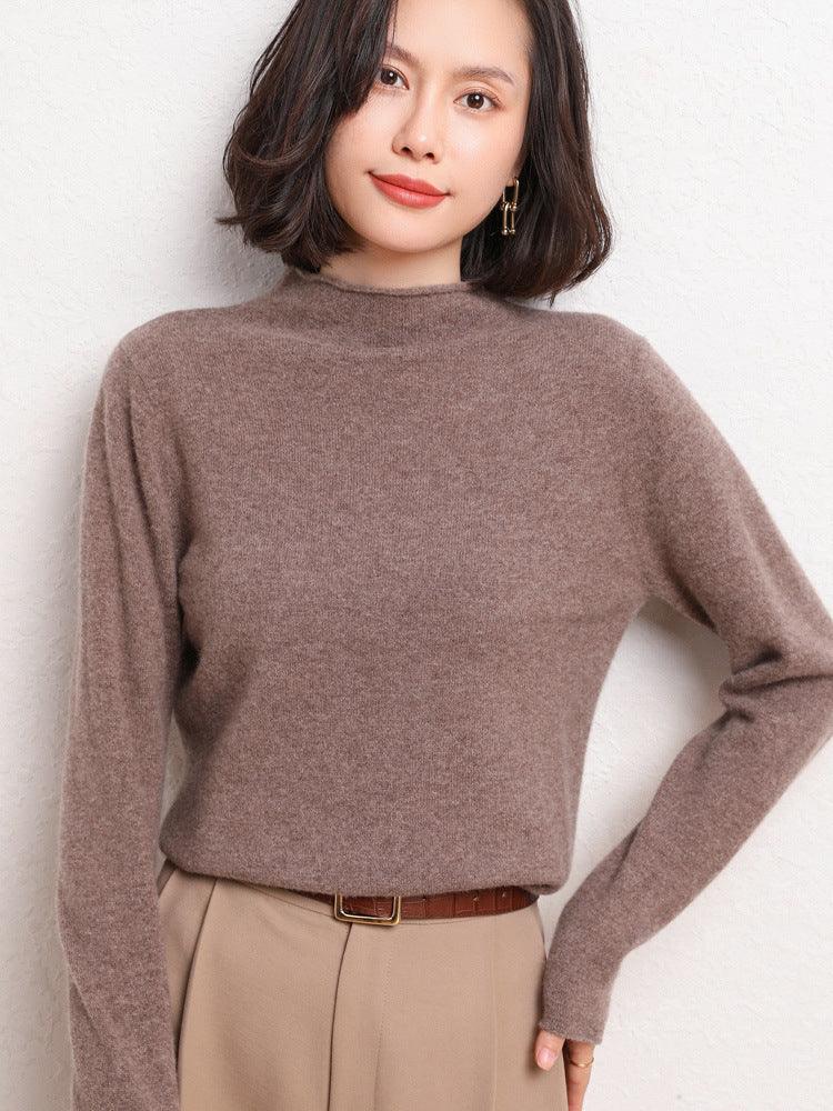 New Simple Half Collar Cashmere Sweater Loose Women's Sweater - Nioor