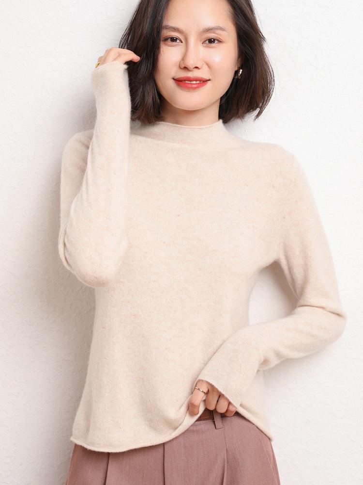 New Simple Half Collar Cashmere Sweater Loose Women's Sweater - Nioor