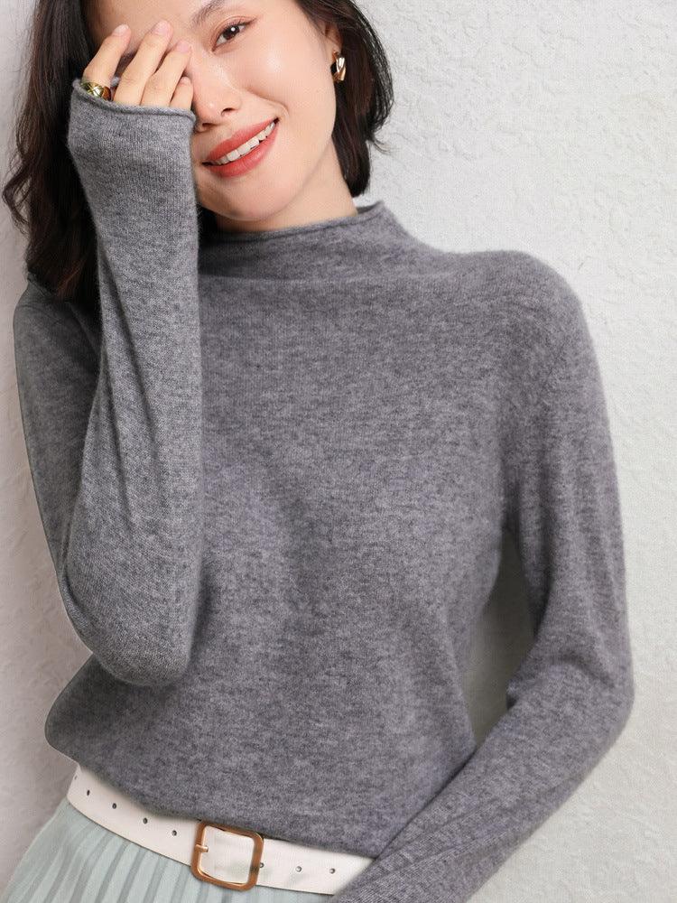 New Simple Half Collar Cashmere Sweater Loose Women's Sweater - Nioor