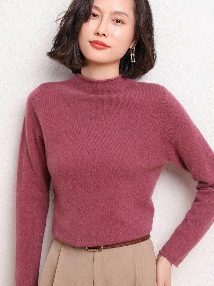 New Simple Half Collar Cashmere Sweater Loose Women's Sweater - Nioor