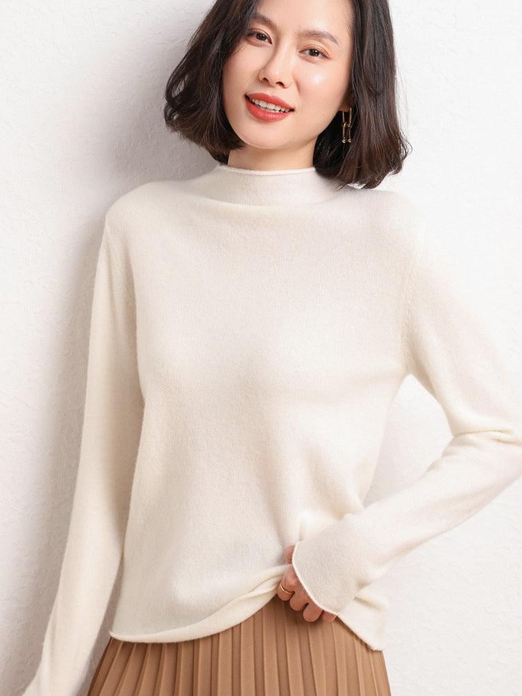 New Simple Half Collar Cashmere Sweater Loose Women's Sweater - Nioor