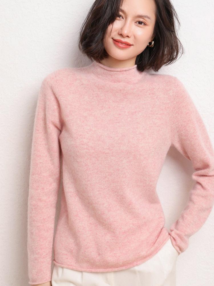 New Simple Half Collar Cashmere Sweater Loose Women's Sweater - Nioor