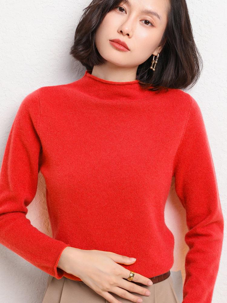 New Simple Half Collar Cashmere Sweater Loose Women's Sweater - Nioor