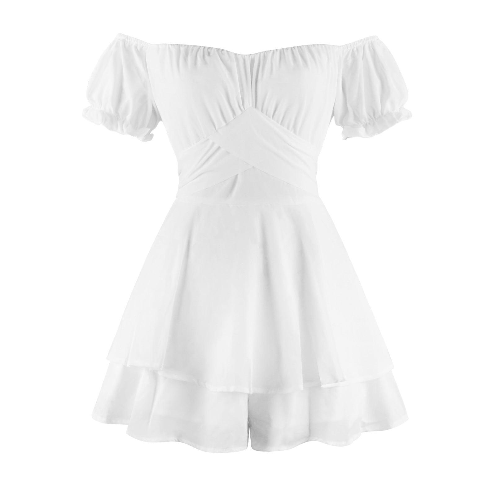 New Solid Color Women's Ruffled Dress - Nioor