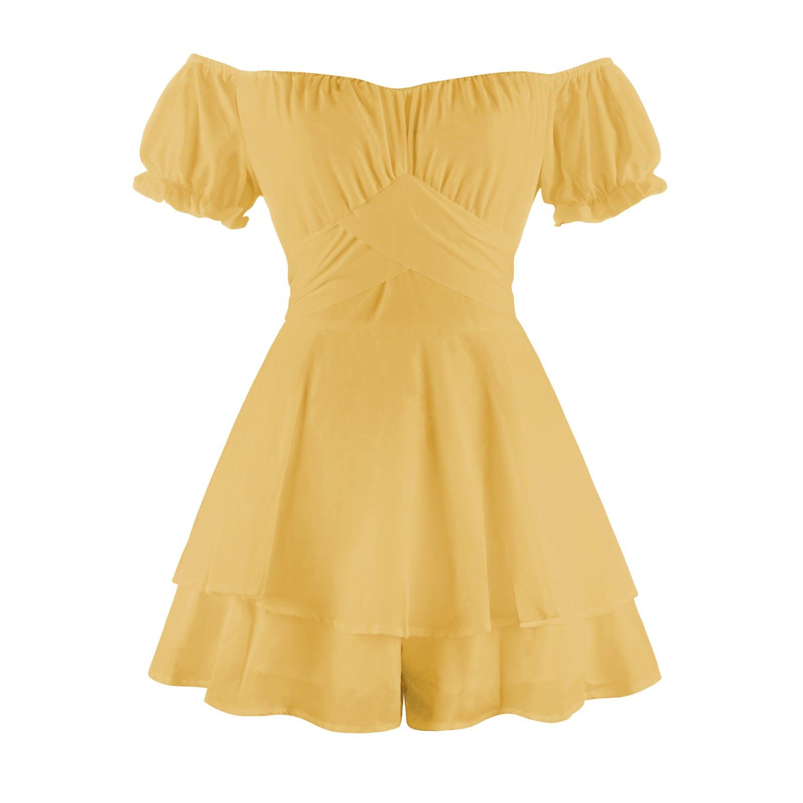 New Solid Color Women's Ruffled Dress - Nioor