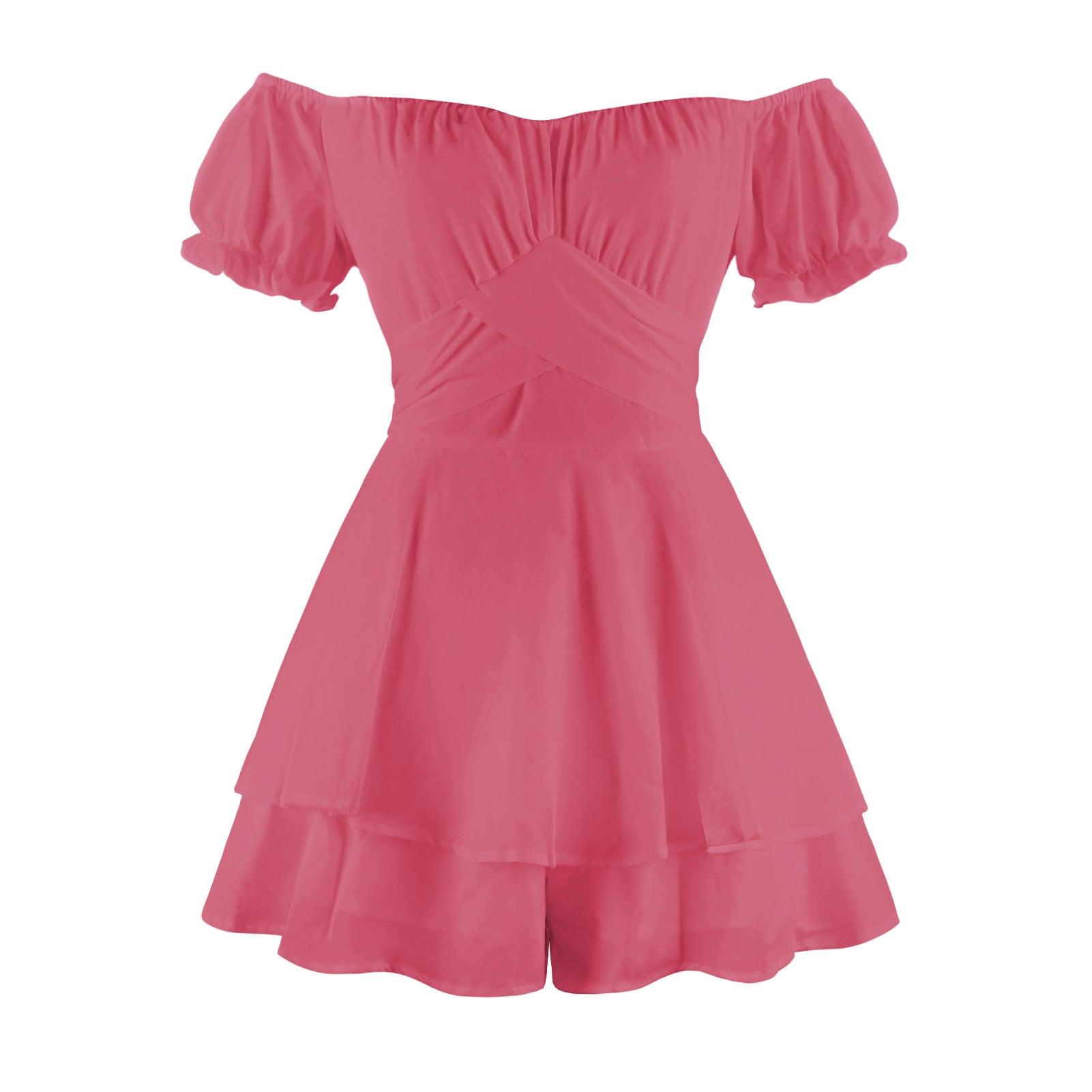 New Solid Color Women's Ruffled Dress - Nioor