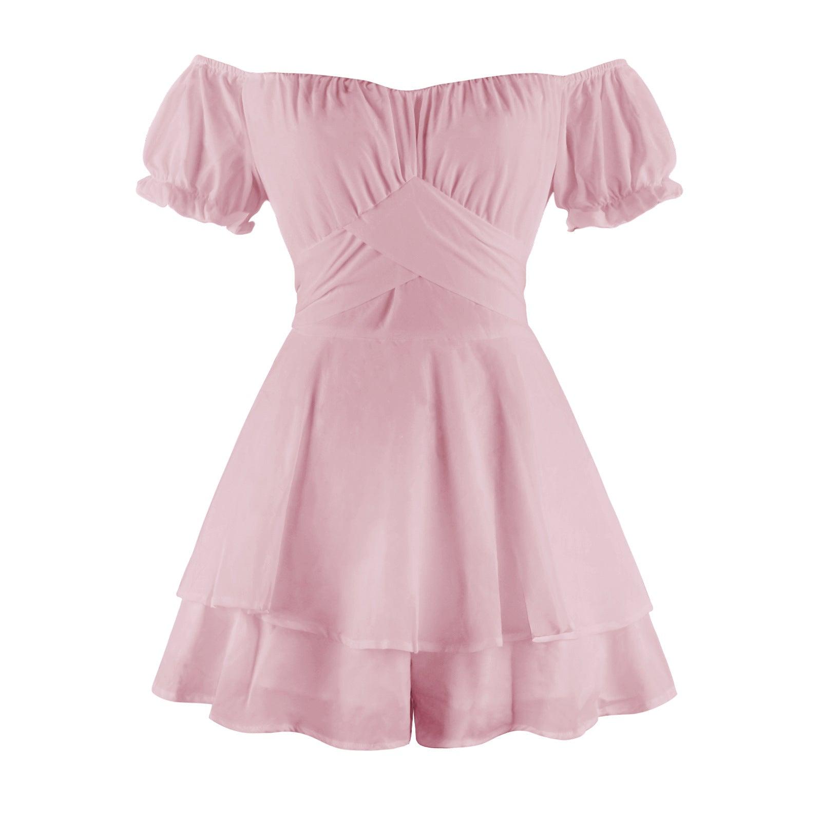 New Solid Color Women's Ruffled Dress - Nioor