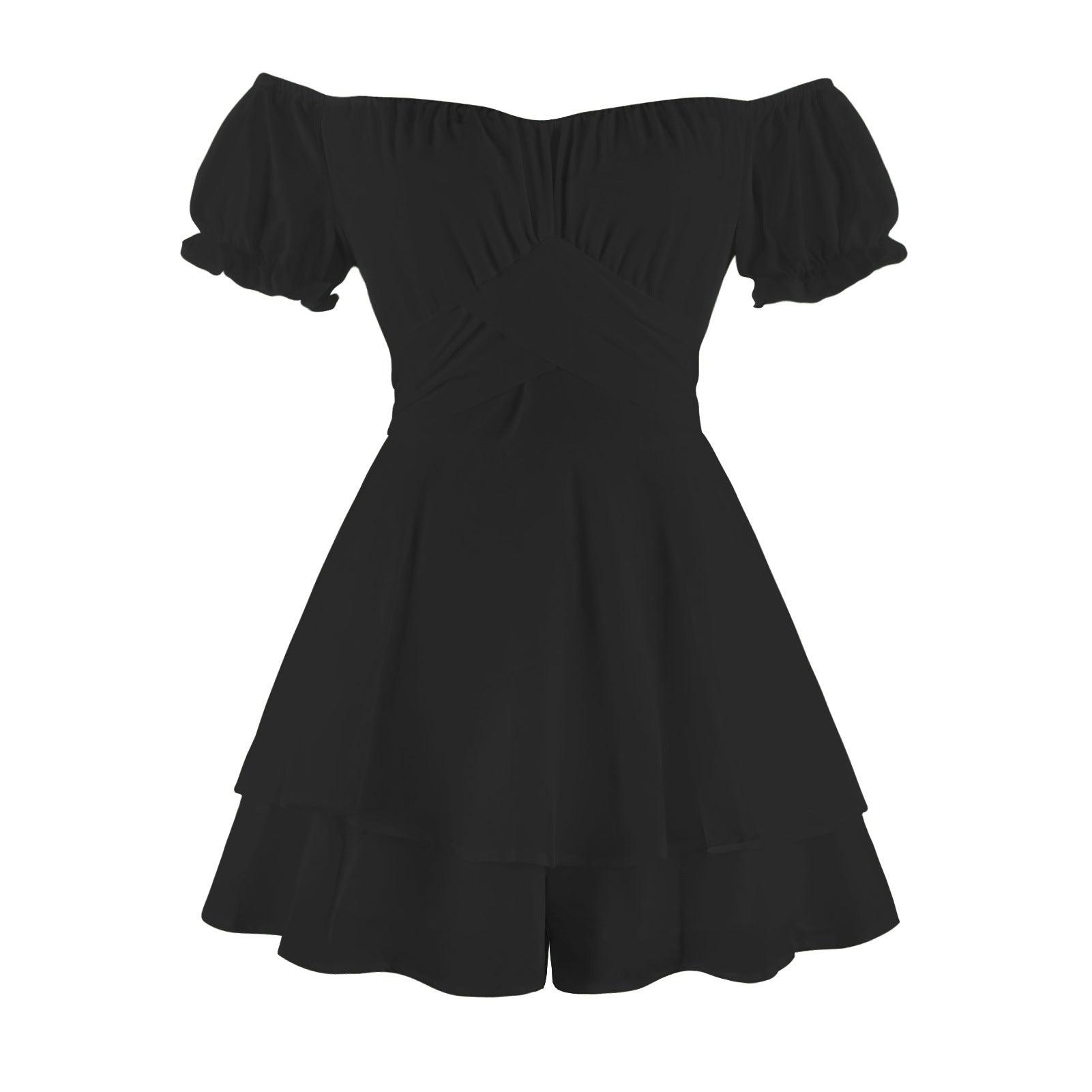 New Solid Color Women's Ruffled Dress - Nioor