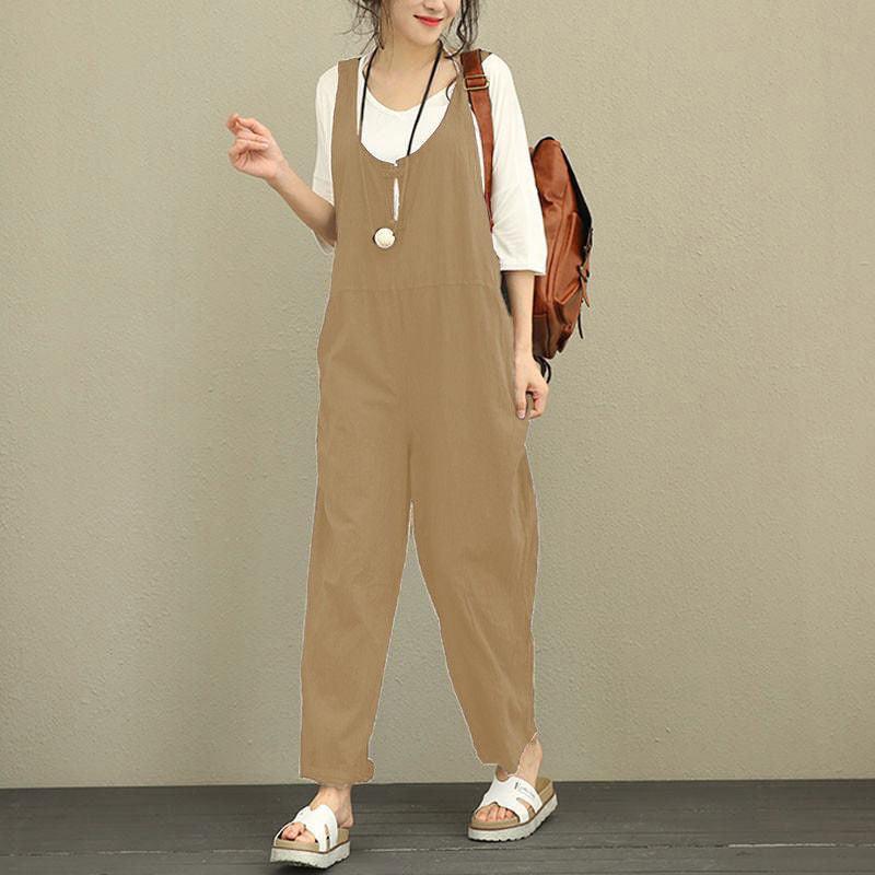 New Style Bib Pants Fat Size Women's Loose Casual Pants Bib Trousers - Nioor