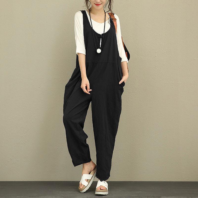 New Style Bib Pants Fat Size Women's Loose Casual Pants Bib Trousers - Nioor