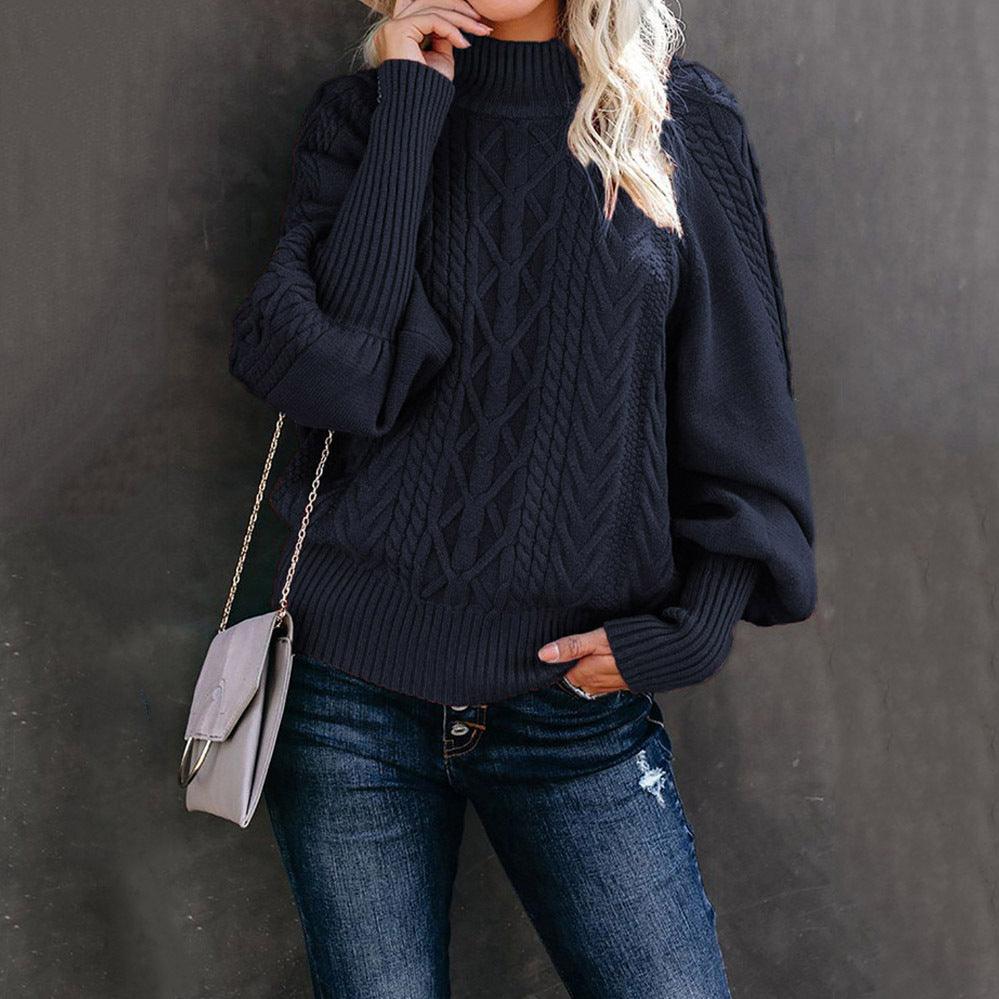 New Style Medium Neck Sweater Women's Loose Long Sleeve Knitting - Nioor