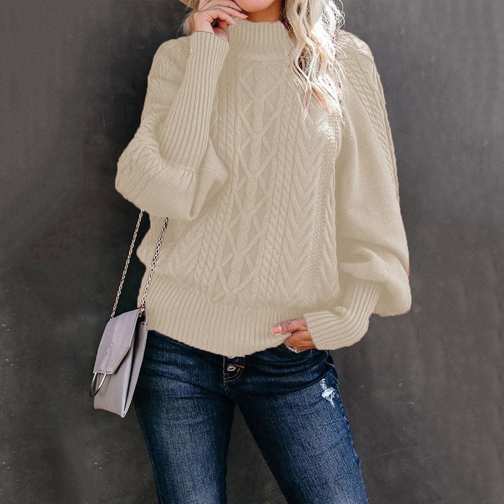 New Style Medium Neck Sweater Women's Loose Long Sleeve Knitting - Nioor