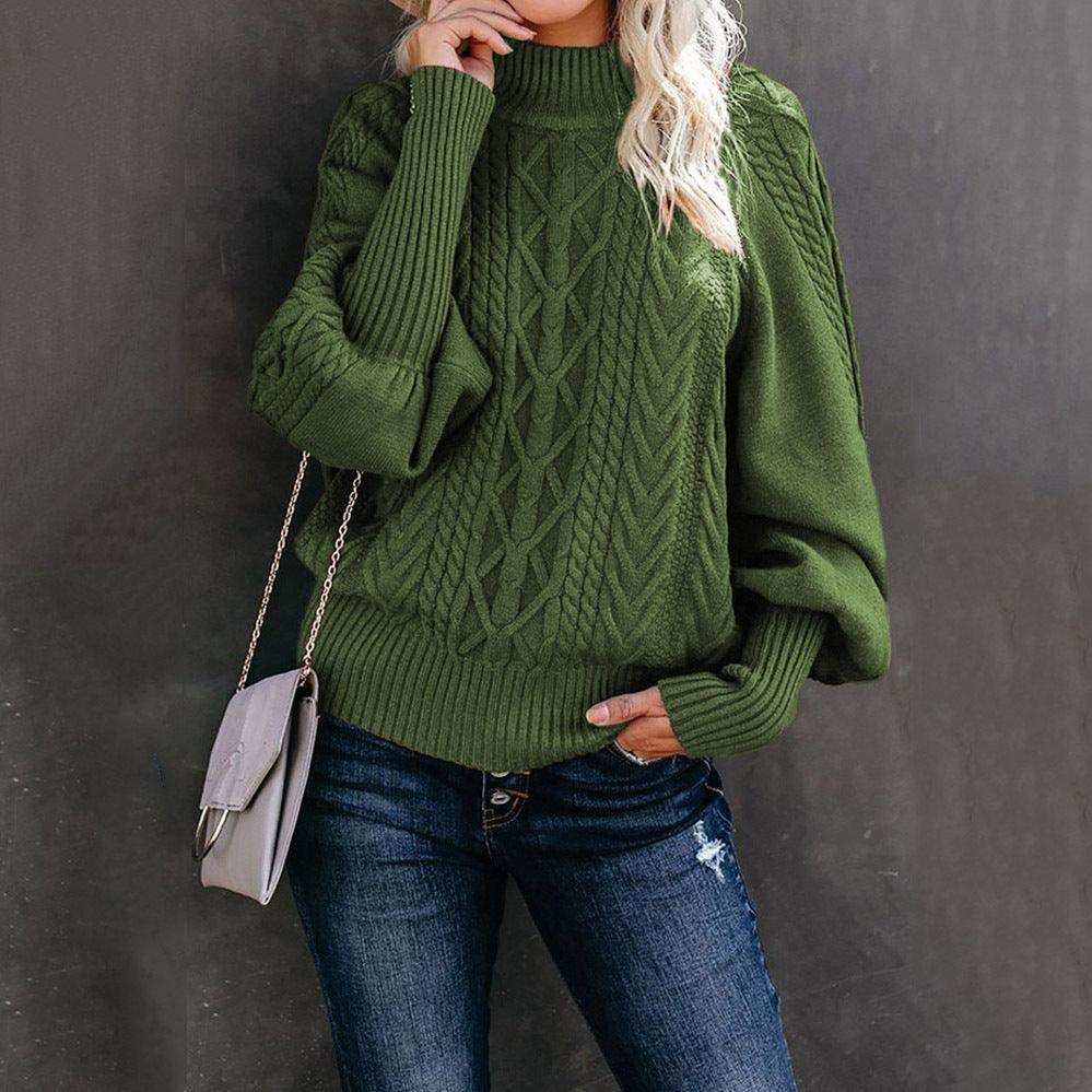 New Style Medium Neck Sweater Women's Loose Long Sleeve Knitting - Nioor