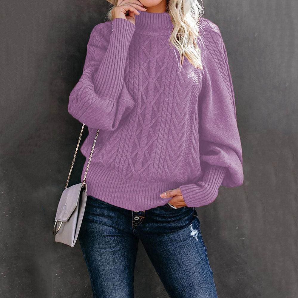 New Style Medium Neck Sweater Women's Loose Long Sleeve Knitting - Nioor