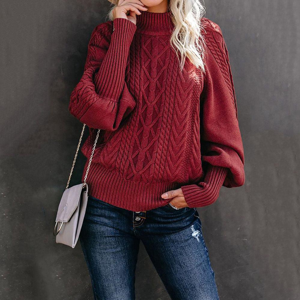 New Style Medium Neck Sweater Women's Loose Long Sleeve Knitting - Nioor