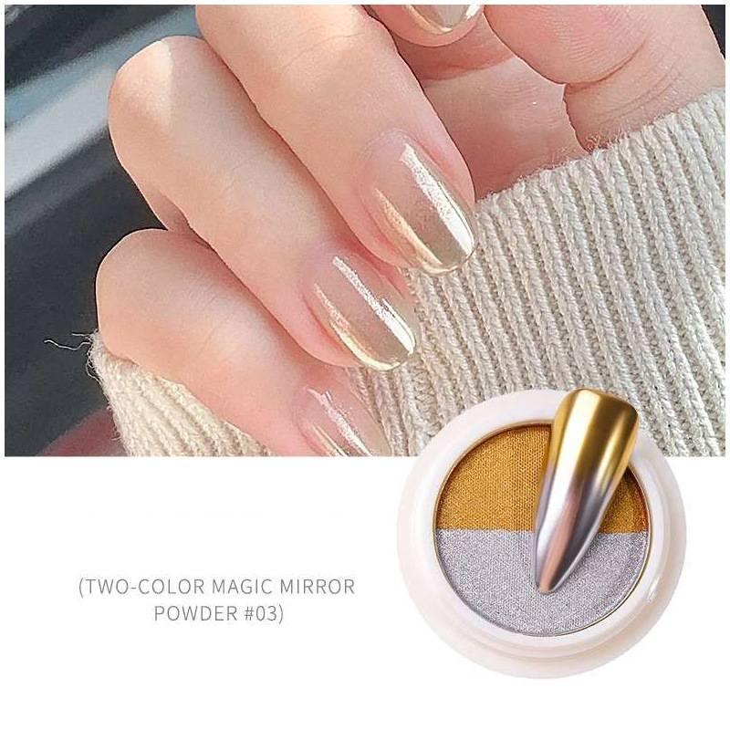 New two-color nail art solid gradient mirror powder - Nioor