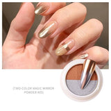 New two-color nail art solid gradient mirror powder - Nioor