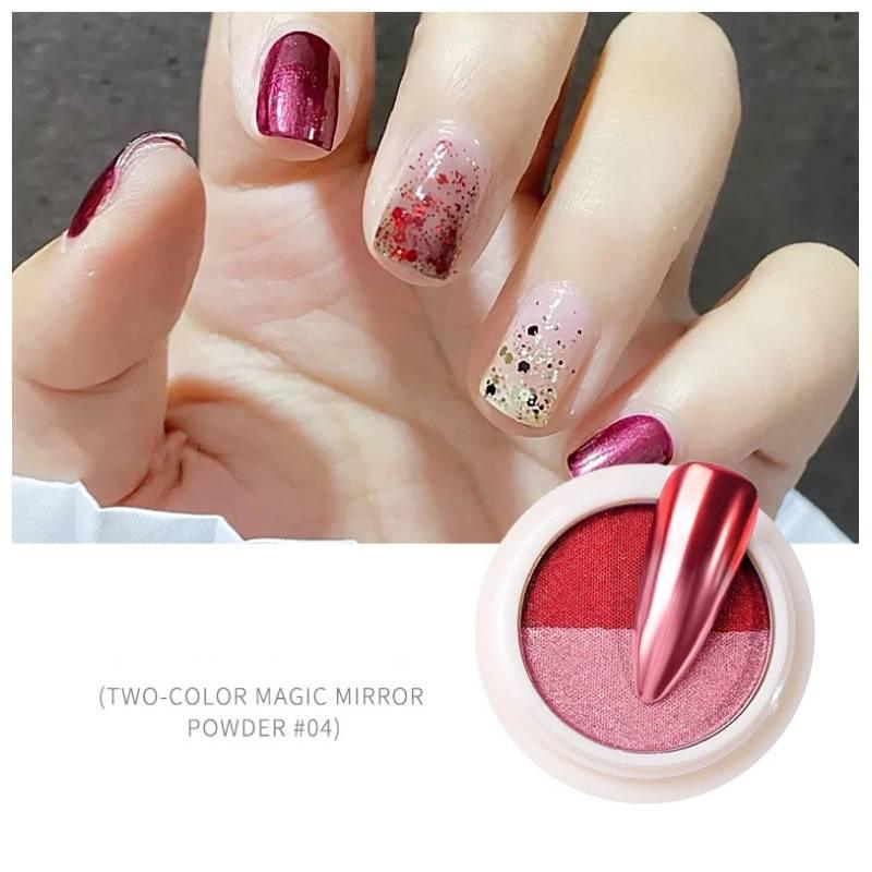 New two-color nail art solid gradient mirror powder - Nioor