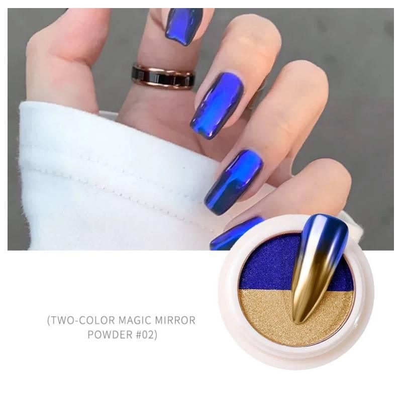 New two-color nail art solid gradient mirror powder - Nioor