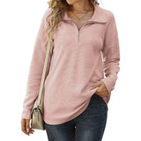 New Women's Loose Zip Pocket Knitwear Long Sleeve T-shirt Top - Nioor