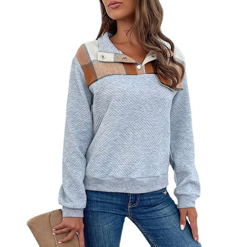 New Women's Vintage Splice Vintage Stand Collar Pullover - Nioor