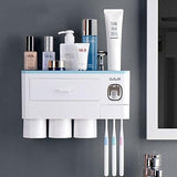 Non-marking Hanging Magnetic Toothbrush Holder Single Drawer Storage Rack With Toothpaste Squeezer Toiletry Set - Nioor