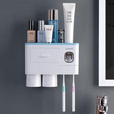 Non-marking Hanging Magnetic Toothbrush Holder Single Drawer Storage Rack With Toothpaste Squeezer Toiletry Set - Nioor