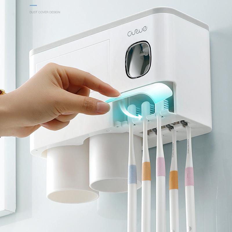 Non-marking Hanging Magnetic Toothbrush Holder Single Drawer Storage Rack With Toothpaste Squeezer Toiletry Set - Nioor