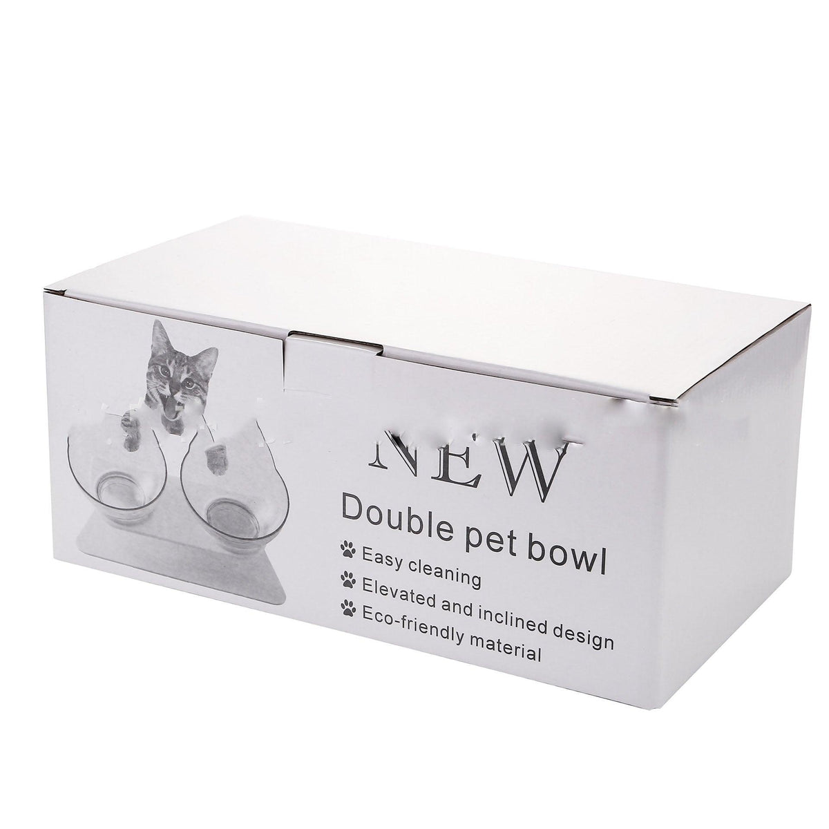 Non Slip Double Cat Bowl With Raised Stand Pet Food Cat Feeder Protect Cervical Vertebra Dog Bowl Transparent Pet Products - Nioor