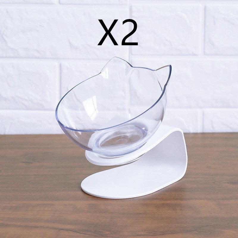 Non Slip Double Cat Bowl With Raised Stand Pet Food Cat Feeder Protect Cervical Vertebra Dog Bowl Transparent Pet Products - Nioor