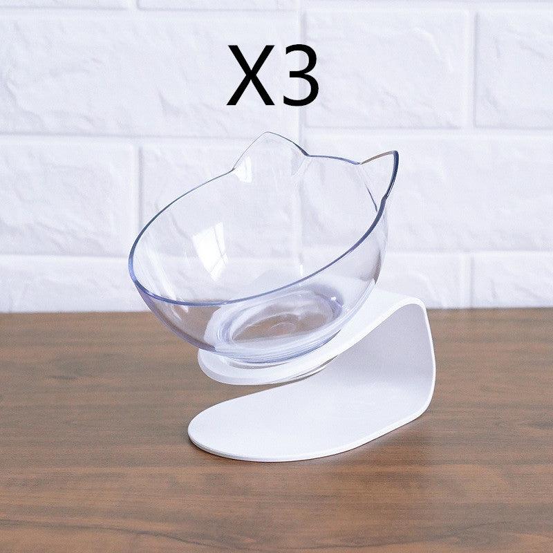 Non Slip Double Cat Bowl With Raised Stand Pet Food Cat Feeder Protect Cervical Vertebra Dog Bowl Transparent Pet Products - Nioor