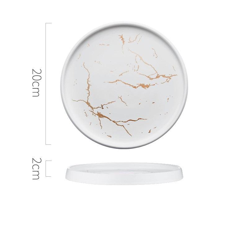 Nordic Style Marble Plate Household Ceramic Dish - Nioor