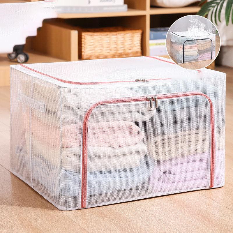 Nylon Mesh Storage Box Steel Frame Breathable Clothes Folding Storage Box Large Quilt Moving Storage Box Waterproof - Nioor