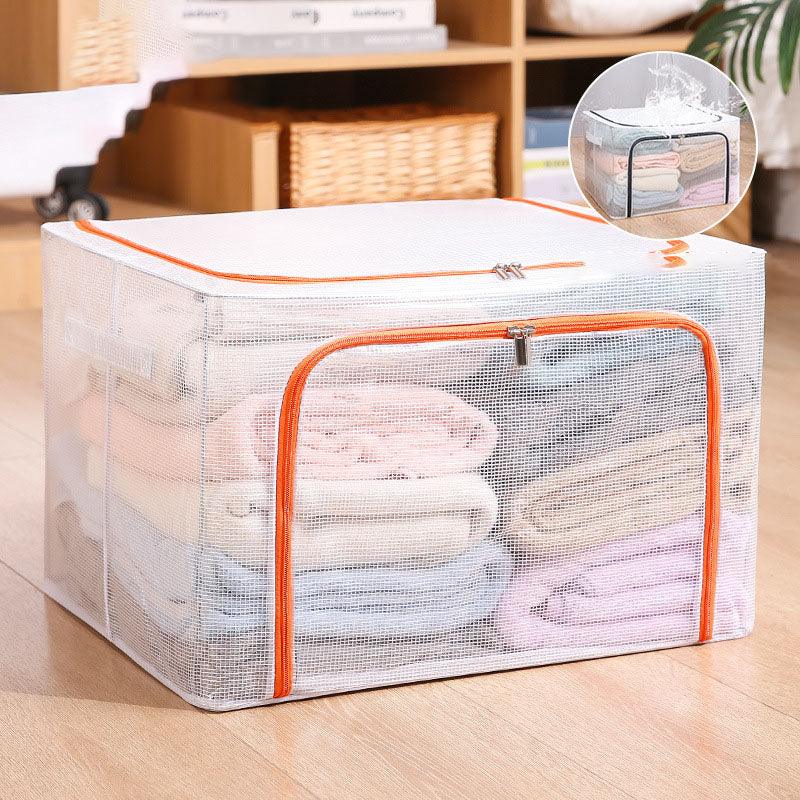 Nylon Mesh Storage Box Steel Frame Breathable Clothes Folding Storage Box Large Quilt Moving Storage Box Waterproof - Nioor