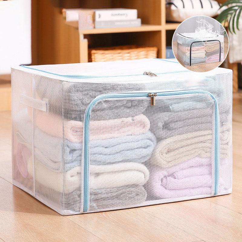 Nylon Mesh Storage Box Steel Frame Breathable Clothes Folding Storage Box Large Quilt Moving Storage Box Waterproof - Nioor