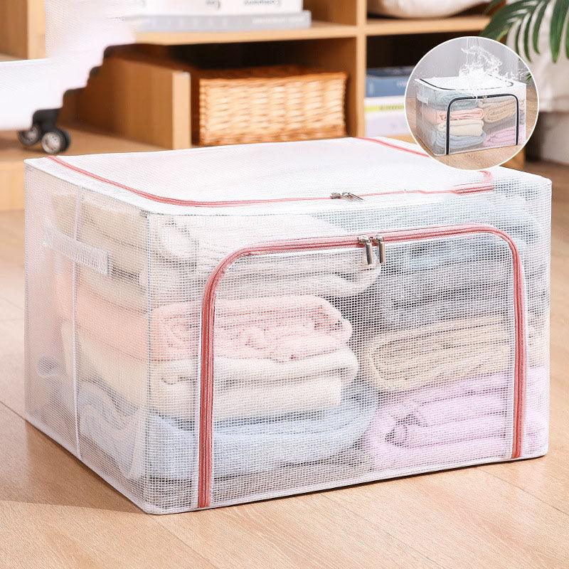 Nylon Mesh Storage Box Steel Frame Breathable Clothes Folding Storage Box Large Quilt Moving Storage Box Waterproof - Nioor