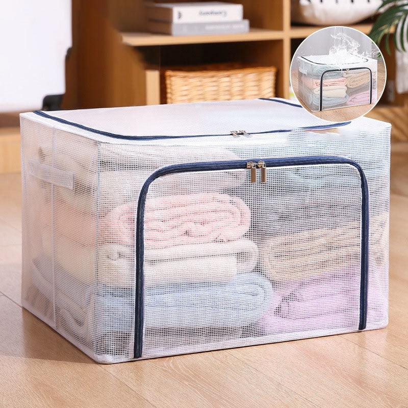 Nylon Mesh Storage Box Steel Frame Breathable Clothes Folding Storage Box Large Quilt Moving Storage Box Waterproof - Nioor