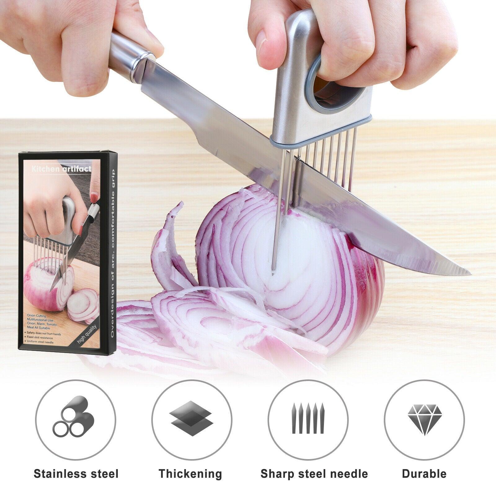 Onion Holder Slicer Vegetable tools Tomato Cutter Stainless Steel Kitchen Gadget - Nioor