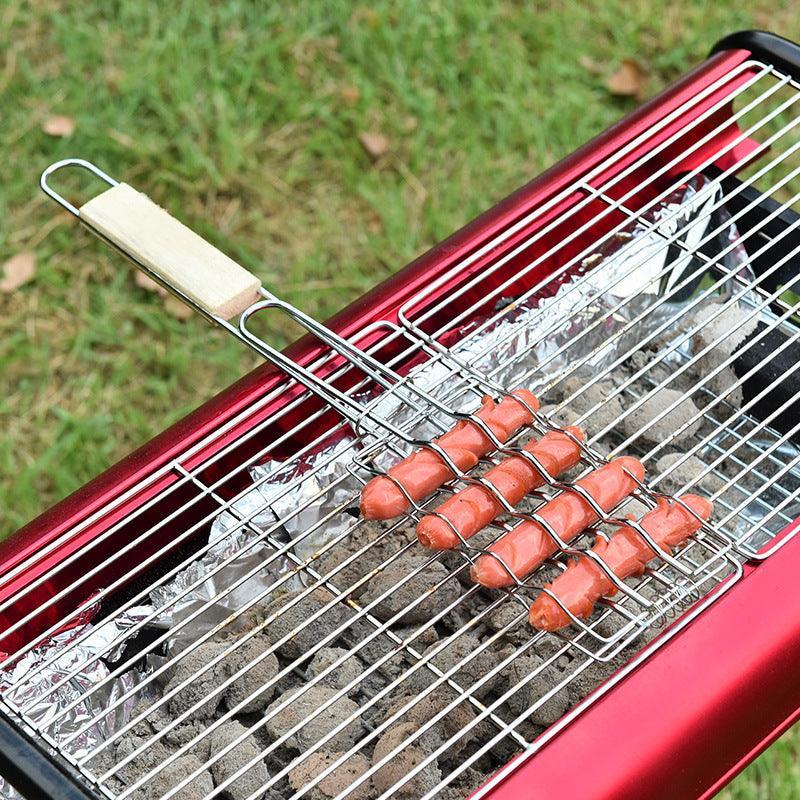 Outdoor Grilling Accessories Barbecue Tools Wooden Handle Sausage Clip Barbecue Clip Vegetable Clip Barbecue Rack - Nioor