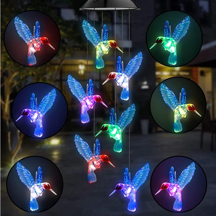 Outdoor Solar Wind Chime Lamp Hummingbird Butterfly Ball Wind Chime Garden Decoration - Nioor