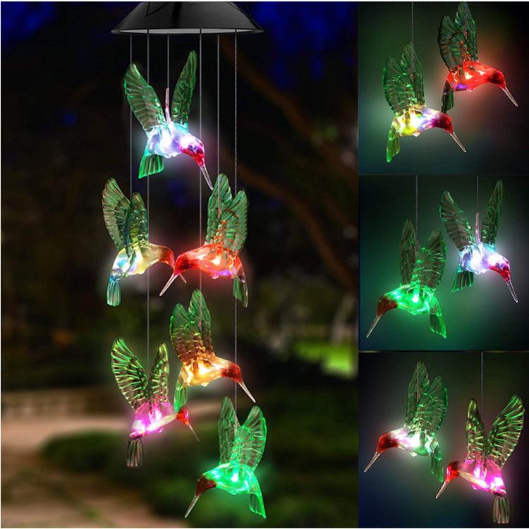 Outdoor Solar Wind Chime Lamp Hummingbird Butterfly Ball Wind Chime Garden Decoration - Nioor