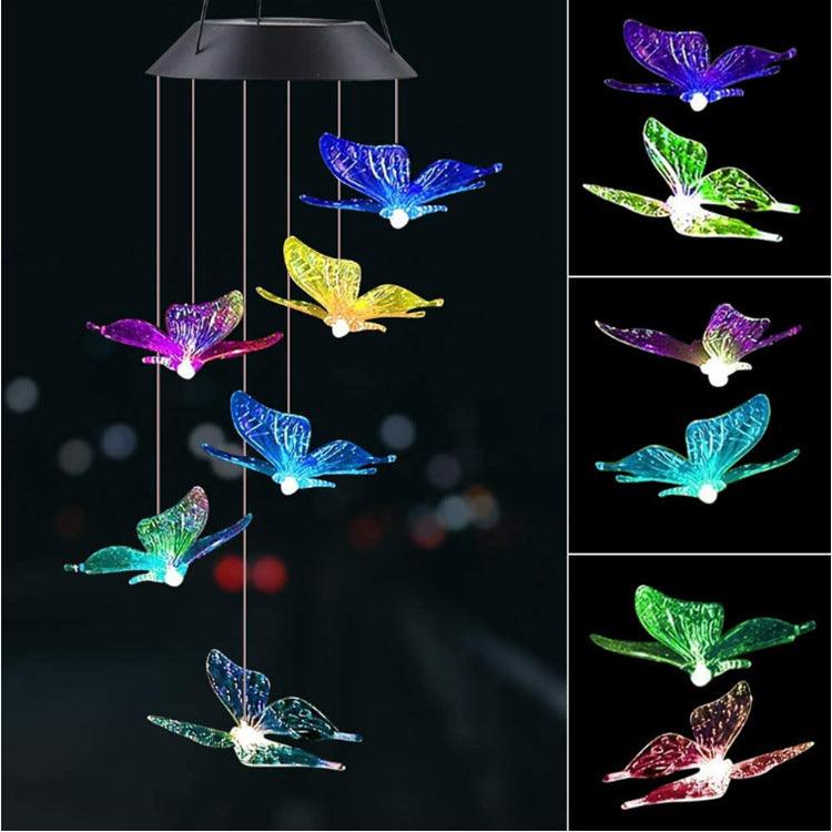 Outdoor Solar Wind Chime Lamp Hummingbird Butterfly Ball Wind Chime Garden Decoration - Nioor