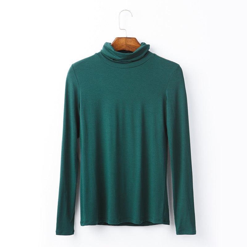 Oversize Women's Long Sleeved T-shirt Solid Color High Collar Modal Undercoat - Nioor